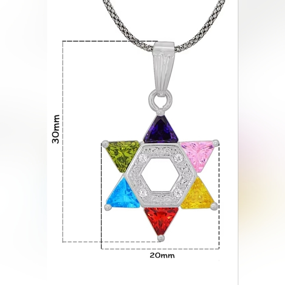 SILVER MULTICOLOR STONE STAR OF DAVID JEWISH ✡️ STAR ✡️ - Picture 2 of 5